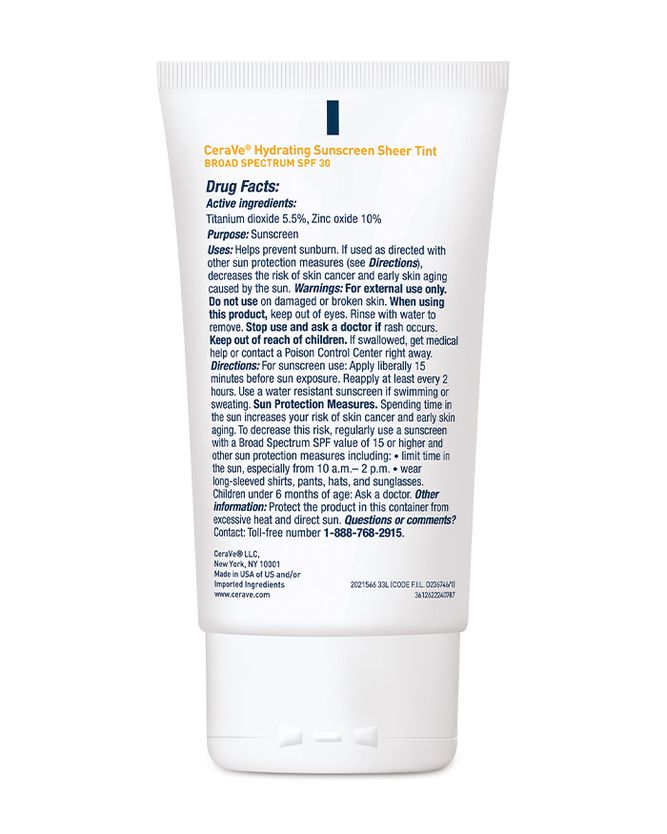 CeraVe- Hydrating Mineral Sunscreen SPF 30 Face Sheer Tint 50ml