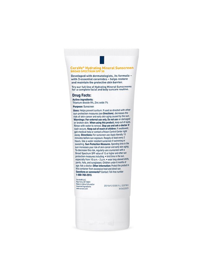 CeraVe- Hydrating Mineral Sunscreen SPF 50 Face Lotion 75ml